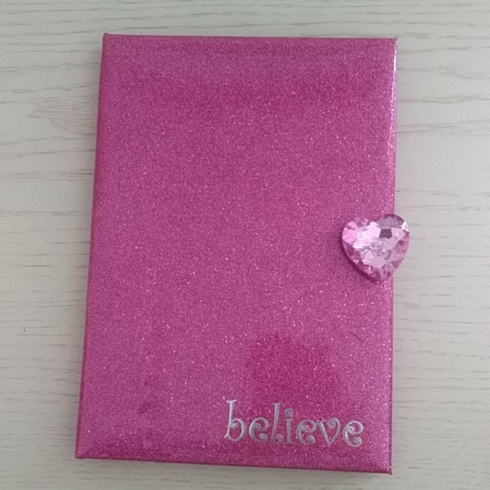 Sparkly Pink Notebook with Heart Clasp